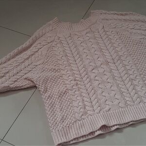 Aerie Pink Cable Knit Sweater